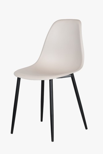 Set of 2 Beige Dining Chairs Moulded PU Seat Tapered Metal Legs Kitchen Home New - Picture 2 of 11