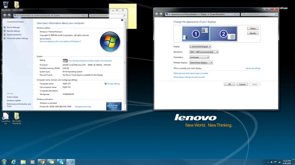 🚩LENOVO 🚩SMALL SFF🚩 2-MONITOR TRADING COMPUTER🚩3GHz🚩4GB🚩320GB WIFI DESKTOP - Image 2 of 3