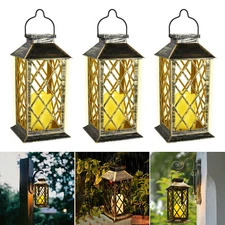 Outdoor Lantern Solar LED Hanging Lights Garden Patio Waterproof Vintage Lamp