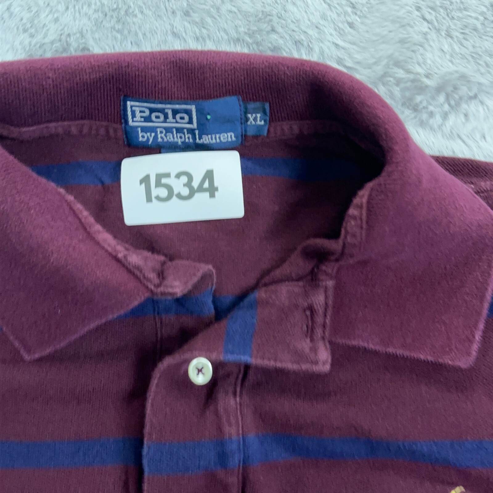Polo Ralph Lauren Camicia Uomo Extra Large Viola Righe Manica Lunga Piccolo Pony