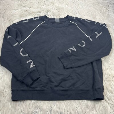 PE Nation Men's L Black Crew Pullover Sweatshirt Logo Sleeves