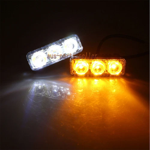 2pcs Car Daytime Running Light 3 LED White DRL Amber Turn Signal Front Fog Lamp - Picture 12 of 12