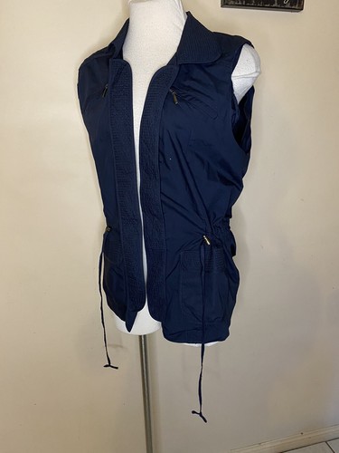 Size 12 MILLERS Navy Blue Vest Top Collared 100% Cotton Drawstring Cargo Style - Picture 2 of 8