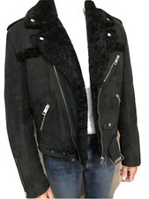 NEW Burberry Mens Black Shearling Biker Jacket 42US slim, 30% Off orig. listed