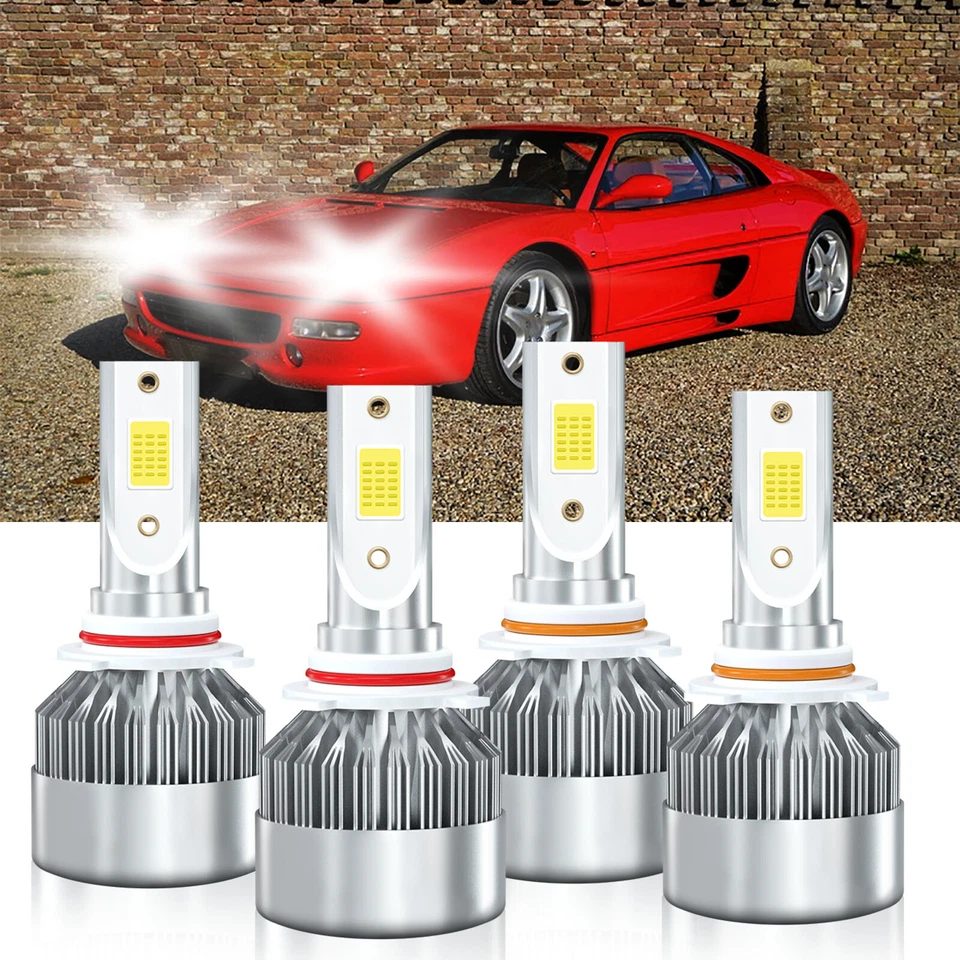 Para Ferrari F355 F1 1998-1998 4x Bombillas LED Luz Alta Baja 6000K 9005 9006 Foto 2 de 4