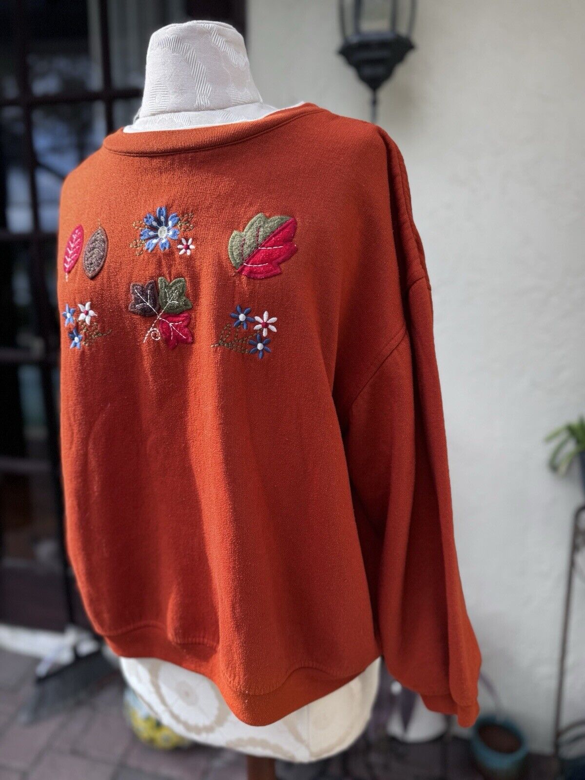 Vintage Basic Editions Orange Fall Sweater Sz XL - image 6