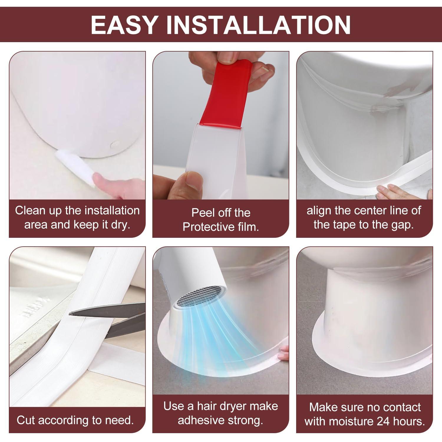 Self-Adhesive Caulk Strip Tape PVC Seal Waterproof Trim Strips for Bath Kitchen