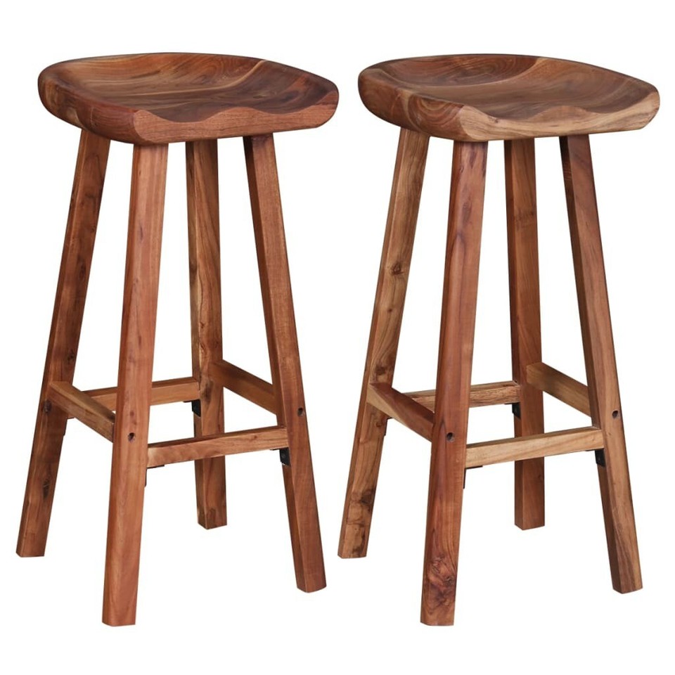 Bar Stools 2 pcs Solid Acacia Wood 8718475531166 eBay