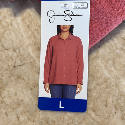 Jessica Simpson NWT Coral Gauze Blouse L - Picture 5 of 6