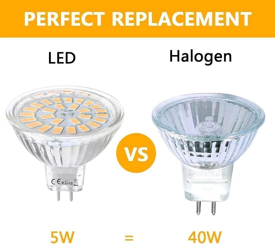 4-10X MR16 LED Bulbs 3W 5W 7W Spotlight SMD Down wall GU5.3 12V Cold Warm White - Image 3 of 4