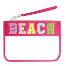 Chenille Letter Bag Clear Flat Pouches with Zipper Clear Makeup letter Bag Mu...
