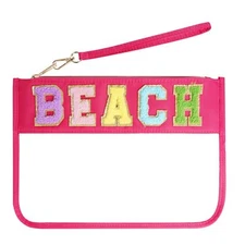 Chenille Letter Bag Clear Flat Pouches with Zipper Clear Makeup letter Bag Mu...