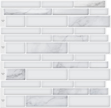10-Sheet Premium Stick on Kitchen Backsplash Tiles, 12"X12" Peel and Stick Self