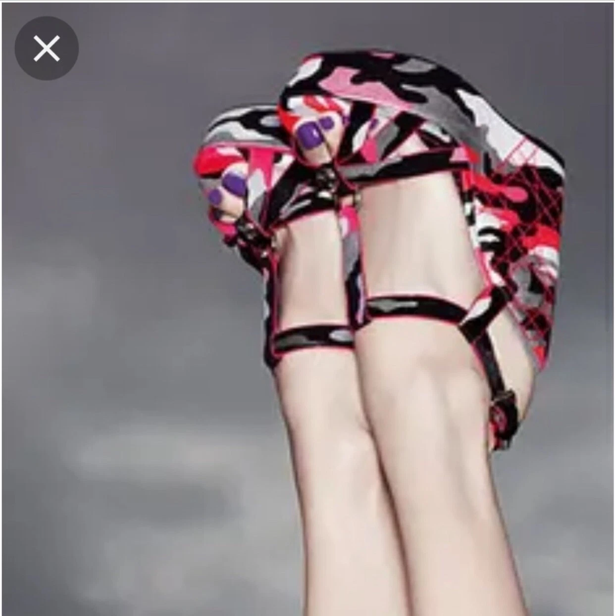 Sandales compensées Christian Dior Anselm Reyle rose camouflage plateforme 39 édition limitée