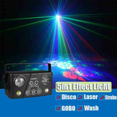 5IN1 LED Laser Projektor RGB Discokugel DMX Bühnenbeleuchtung Mit Fernbedienung