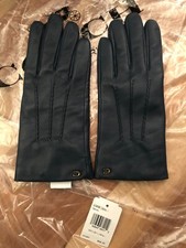 Coach Sculpted Signature Leather Tech Gloves Size 7.5 NEW color Denim