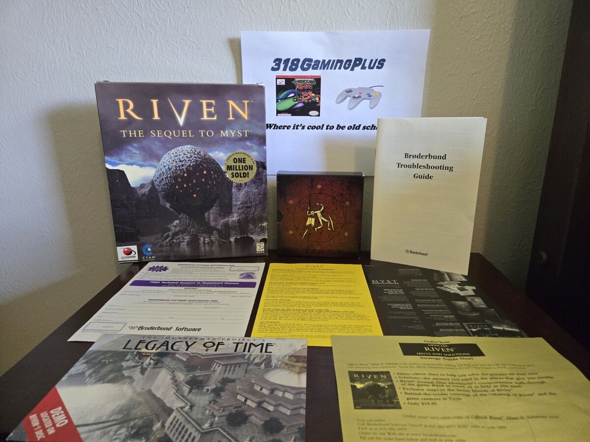 Riven The Sequel To Myst (PC /Mac, 1997) BIG BOX CIB 5 DISCS Riven The Sequel To Myst (PC /Mac, 1997) BIG BOX CIB 5 DISCS