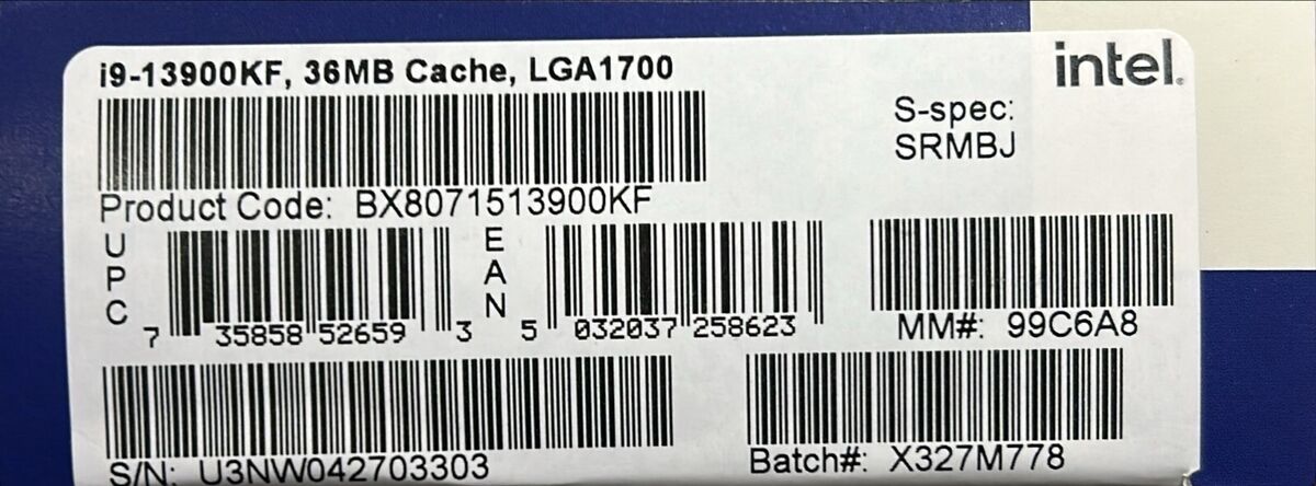 Intel BX8071513900KF SRMBJ Core i9-13900KF Processor 36M Intel BX8071513900KF SRMBJ Core i9-13900KF Processor 36M