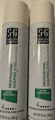 2 New Salon Grafix Professional Hair Spray Extra Super Hold  10oz each cans