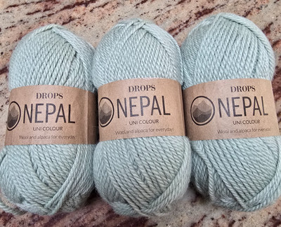Lot of 3 Drops Nepal Wool Alpaca Blend Yarn 50g, 75m Each Color 8923 Sage Green