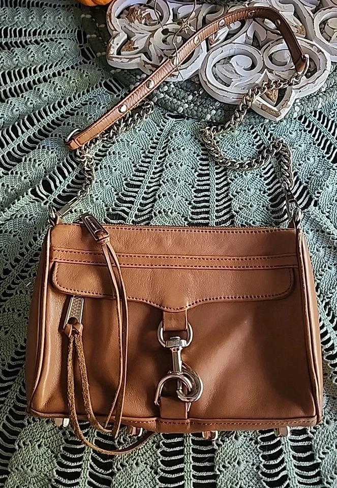 Rebecca Minkoff Mini M.A.C. Crossbody Bag Leather Camel Tan Brown Chain - Image 2 of 4