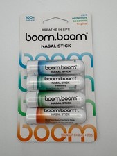 BoomBoom Nasal Stick 4 Pack Mint Wintermint Spearmint Tropical Aromatherapy New