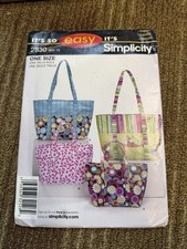 Simplicity 2830 It's So Easy Tote Bag 2 Sizes Sewing Pattern Uncut OSZ