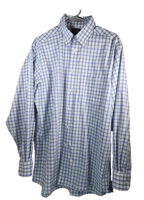 Eagle Shirtmakers Men's Regular Fit Dress Shirt - White/Blue Plaid 16.5  34-35 | eBay