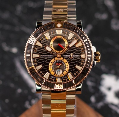 Ulysse Nardin Maxi Marine Diver Titanium Rose Gold 45mm Box Papers RARE 265-90