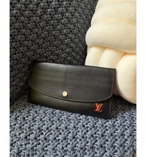 Louis Vuitton Epi Sarah Wallet Black Orange Long Bifold Wallet