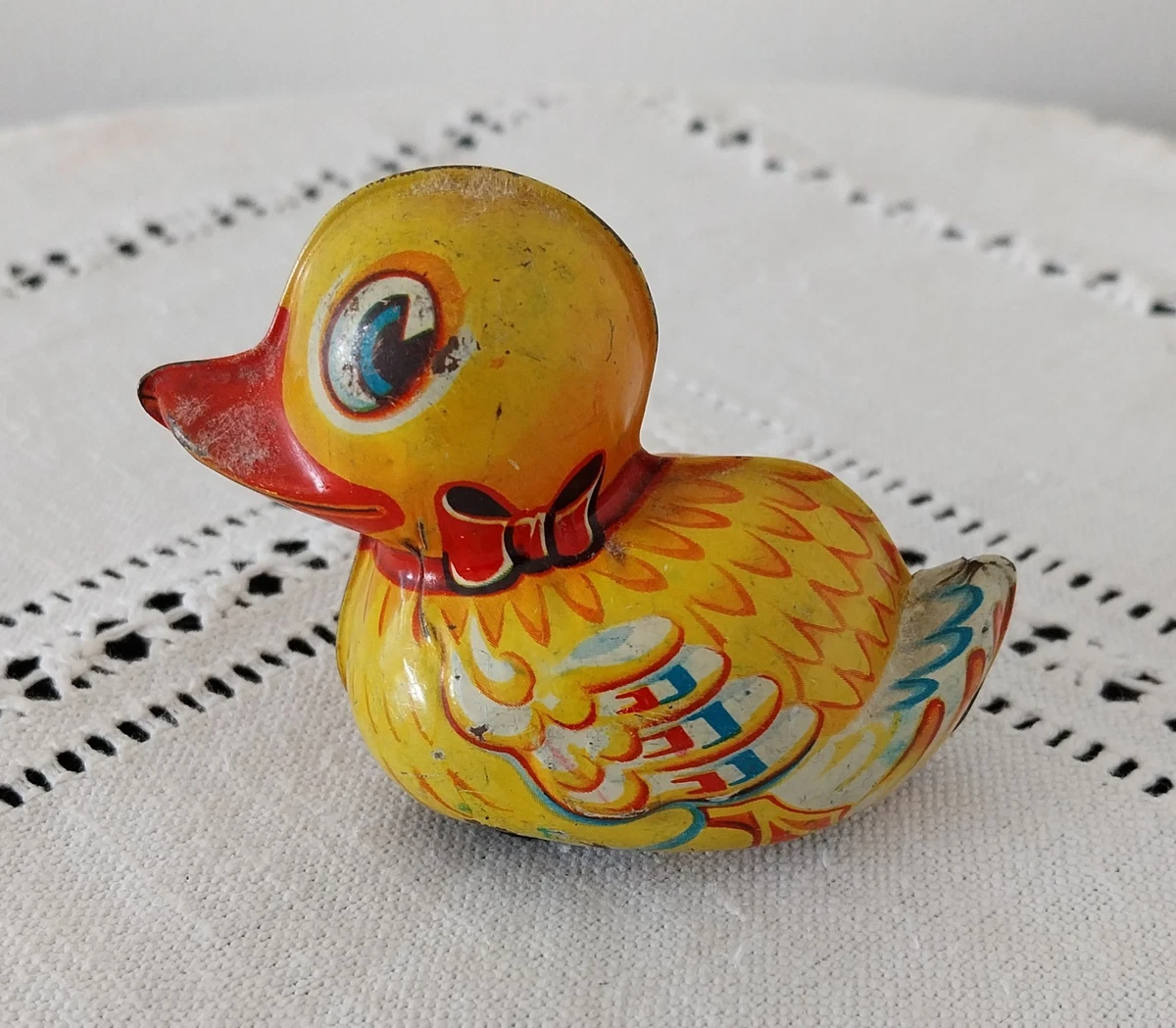 Jouet Mécanique Ancien En Tôle : Oie Aux Ailes Battantes