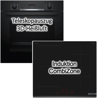 HERDSET BOSCH Backofen EcoClean + Induktionskochfeld Booster autark 60 cm