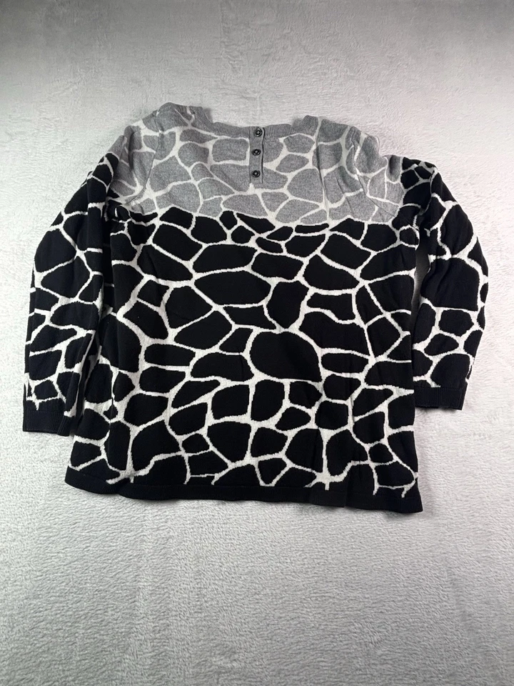 Talbots Woman Sweater Plus Size 1Xp Animal Print Color Block Cotton Rayon Nylon - Image 2 of 4