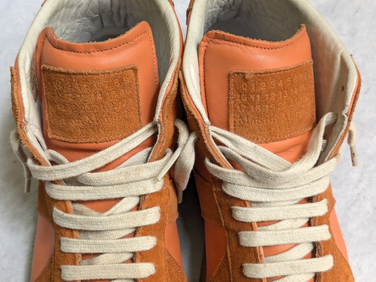 Maison Margiela GAT Sneakers Orange Men 8 41 Suede Leather High