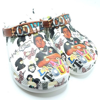 Crocs Clogs Mens 47 White Rod Wave Last Lap Tour Custom Graphic Slip On