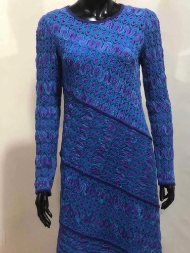 Authentic MISSONI Main Line Wool Knit Long Sleeve Dress Made in Italy