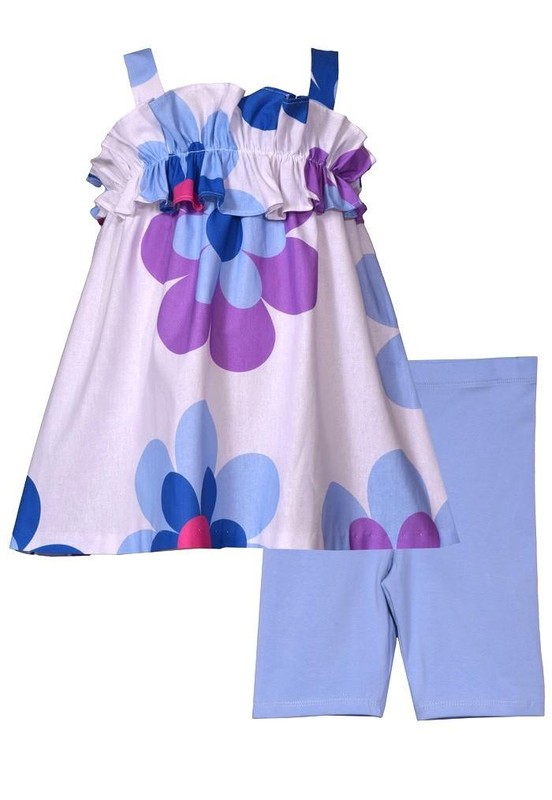 NEW Bonnie Jean Girls Size 5 "BLUE PURPLE FLOWER POP" Top Shorts Set NWT
