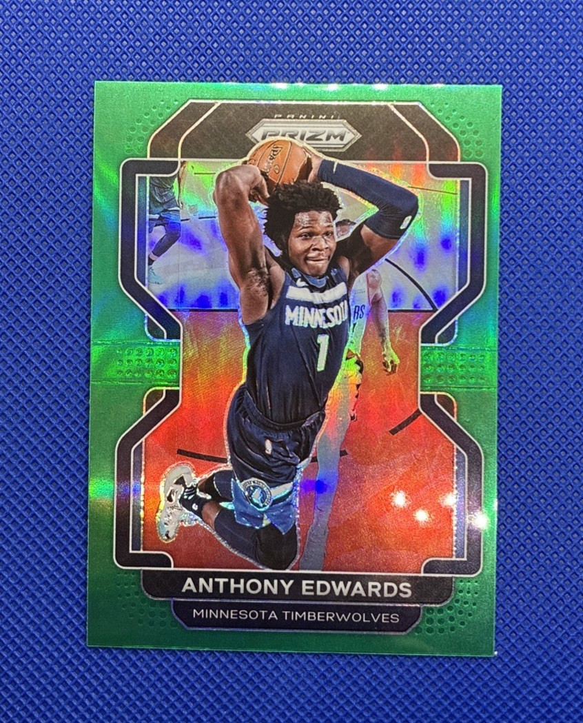 Anthony Edwards 2021-22 Panini Prizm Green Prizm #37 Year 2 MINN Timberwolves