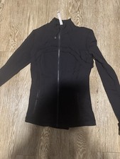 Lululemon Womens Black Track Jacket Size 6 Full Zip Knit Zipped Pockets