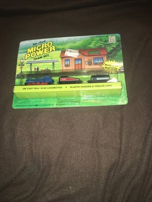 1989 SOMA Die-Cast Micro Power Train Set Pull 'N Go Locomotive Blue No. 3500