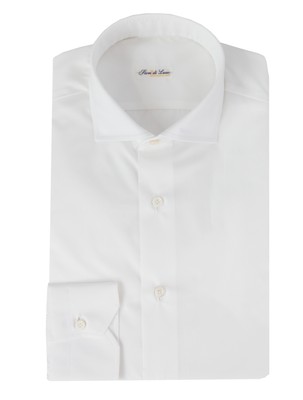 Fiori Di Lusso Weißes Solides Baumwollhemd - Slim - (FL1122232)