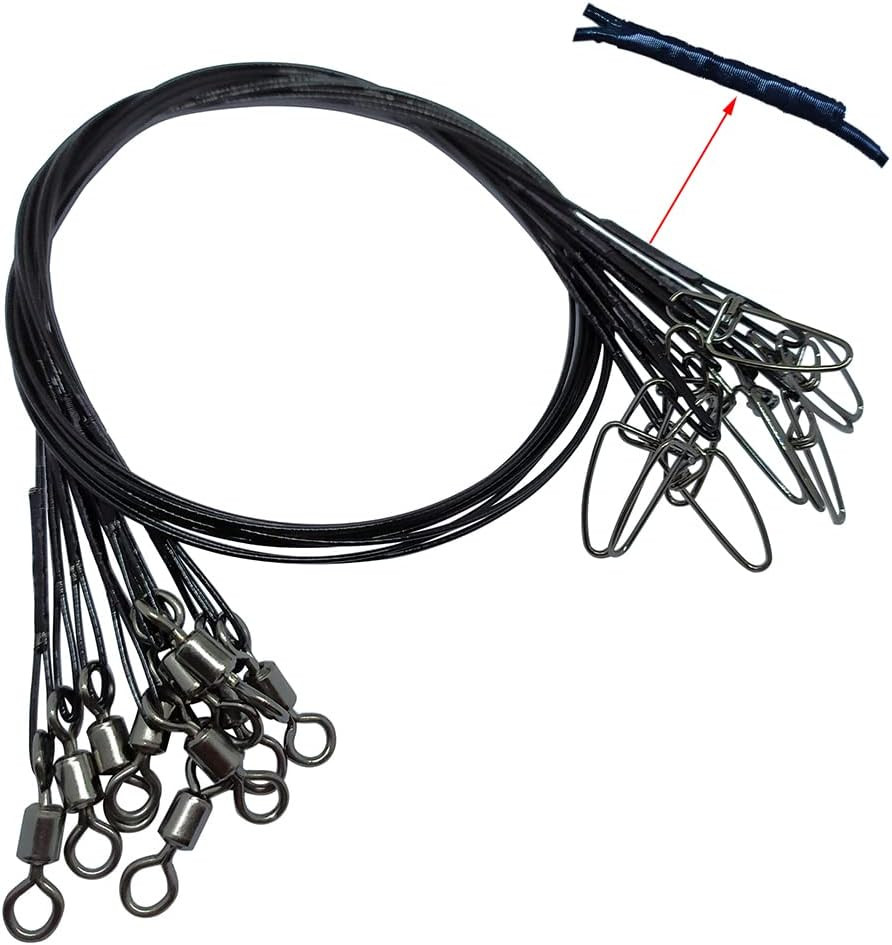 30 PCS Stainless Steel Fishing Wire Leader Line,19.68"/100-120Lb Heavy Duty Fish