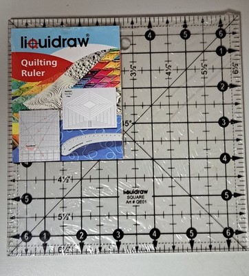 Liquidraw Quilting Square Lineal 6,5   × 6,5     Art QE01, klare Acrylschablone