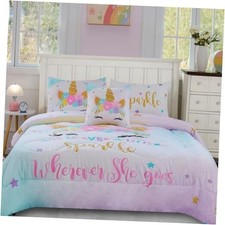 Size Comforter Set for Girls, 6-Piece Bed in a Bag, 3D Full Unicorn 6-piece