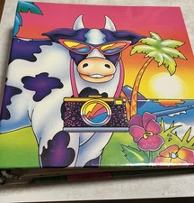 Lisa Frank Vtg 1988 3 Ring Photo Album Notebook Binder Multi-Color Cow Camera