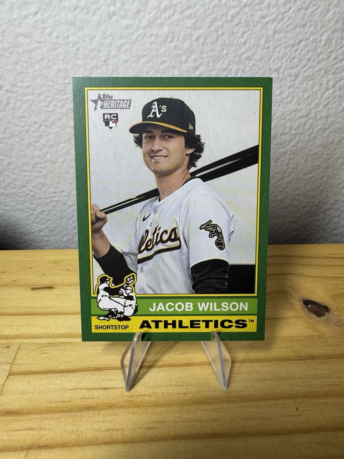 2025 Topps Heritage - Jacob Wilson #15 Dark Green Border (RC) Athletics