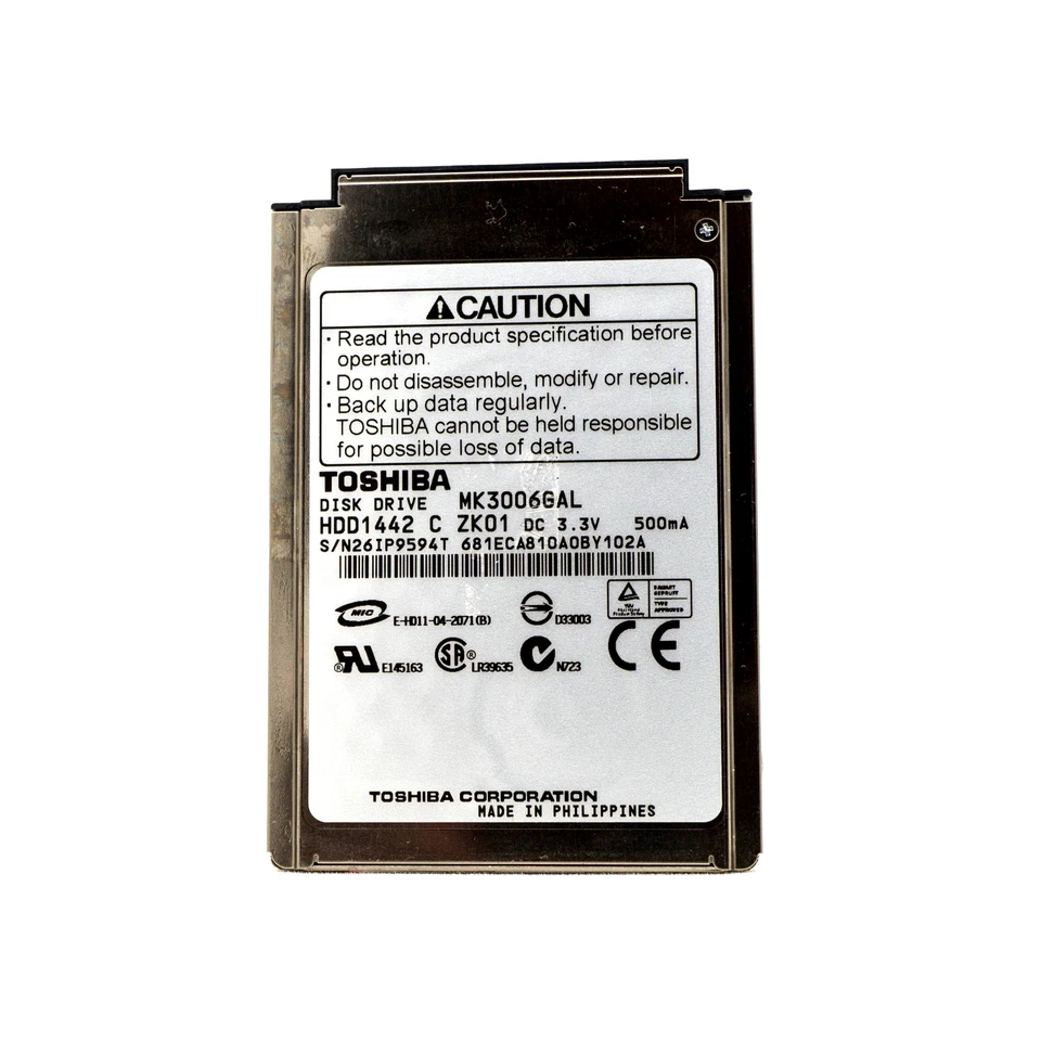 Toshiba MK3008GAL 30GB,Internal,4200 RPM,4.57 cm (1.8") (HDD1642) Desktop HDD - Image 2 of 4