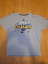 St Louis Blues T Shirt Mens XXL Gray Cotton 2019 Champions