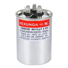 40/5uF AC Capacitor 40 5 uF MFD 370/440/450 VAC CBB65B Dual Run Start Capacit...