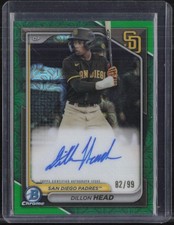 2024 Bowman Chrome Green Mega Box Refractor Dillon Head /99 Auto Autograph